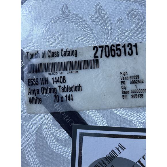 Luxury ANYA WATERFORD LINENS TABLECLOTH Oblong 70”x144” 12 To 16 WHITE RARE NEW - Picture 10 of 12